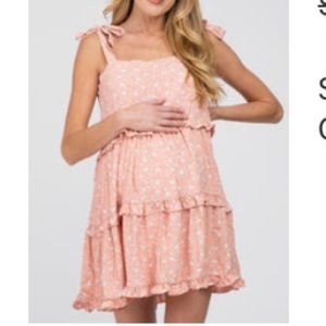 PinkBlush Maternity Peach Tiered Floral Dress